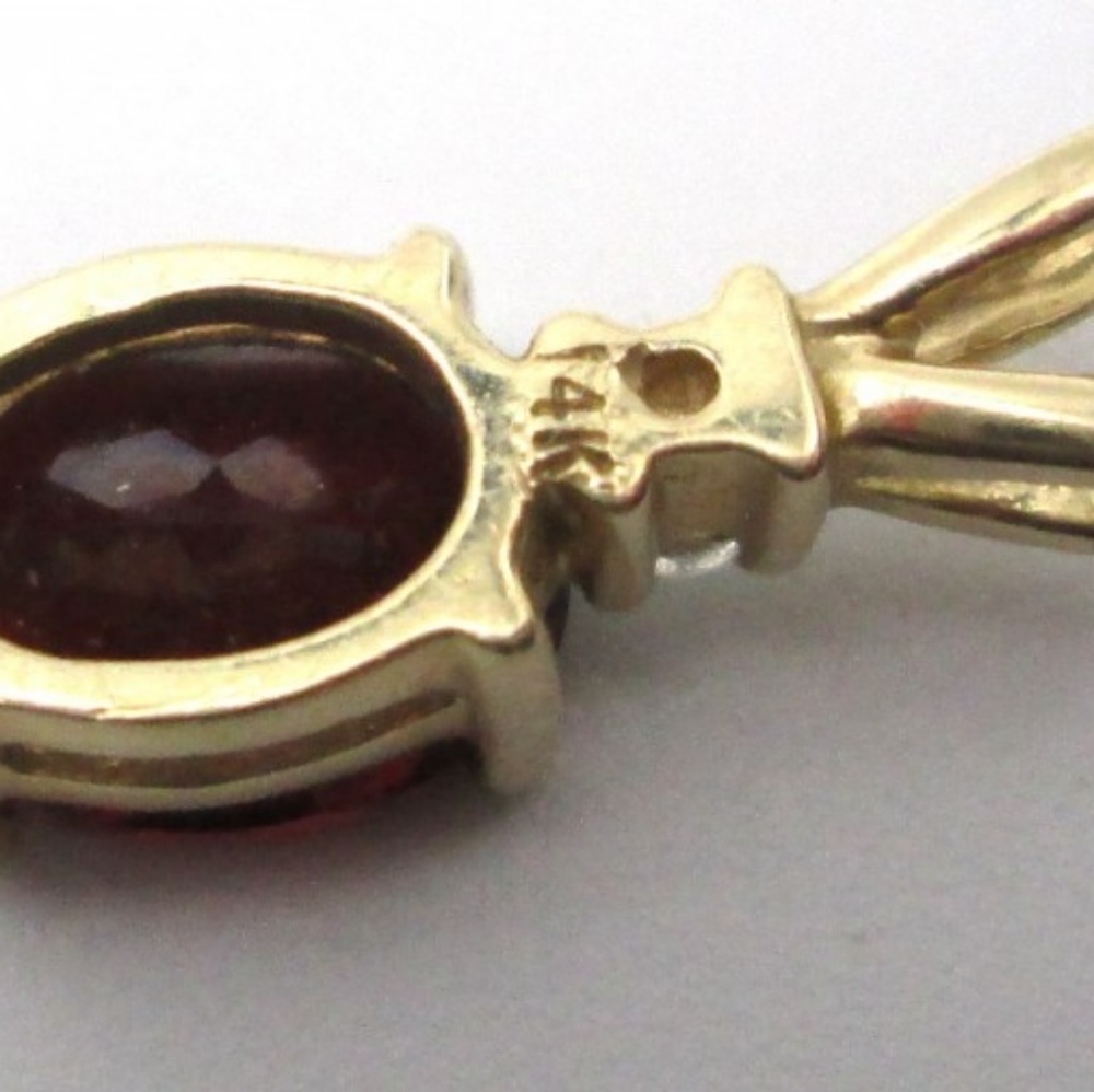 14k Yellow Gold Garnet & Diamond Pendant - Picture 3 of 4